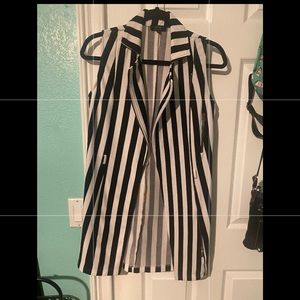 Black & White Stripped Long Vest